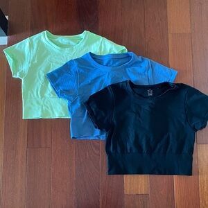 Womens Multi-Color Seamless Crop Tops - Set of 3